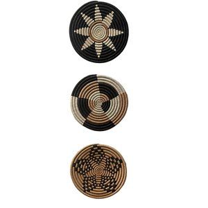 Handcrafted Large Sisal Woven Coiled Geometric Trivets Wall Hangings Rwanda